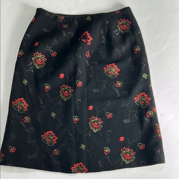 Oscar de la Renta Black Embroidered  A-Line Skirt 6P - Picture 2 of 4